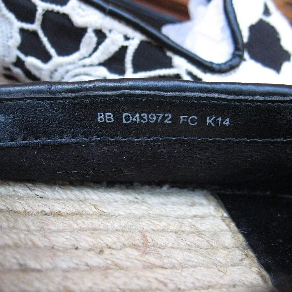 Cole Haan Womens 8 Palermo Lace Espadrille Shoes Black White